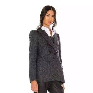 Veronica Beard Gray Plaid Double-Breasted Blazer